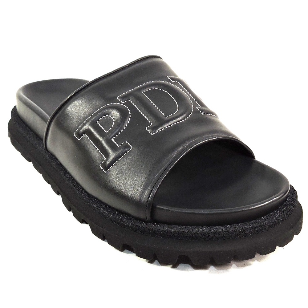 PRINCIPE DI BOLOGNA 🇮🇹 MEN'S SOFT BLACK LEATHER FLAT SUMMER SANDALS